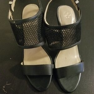 Ann Taylor Leigh Leather & Mesh Sandal Heels